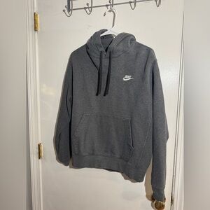 Nike Gray Sweatshirt with Iconic Swoosh and Adjustable Hood